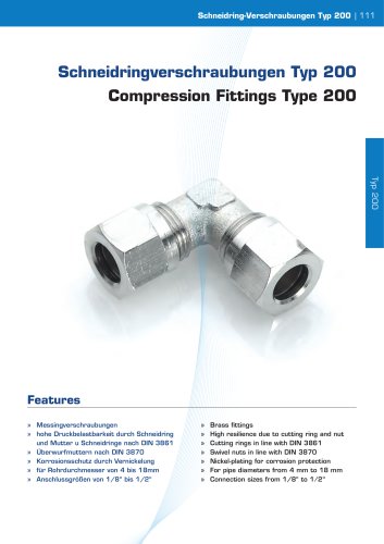 Compression Fittings Type 200