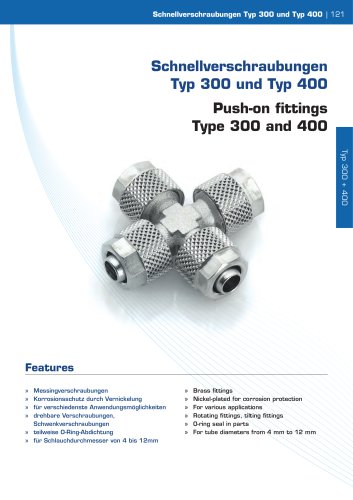 Push-on fittings  Type 300 and 400