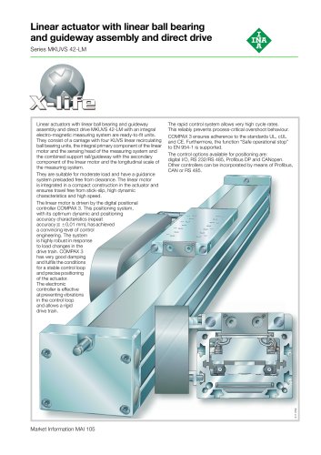 Linear actuator with linear ball bearing and guideway assembly and direct drive (MAI 105)