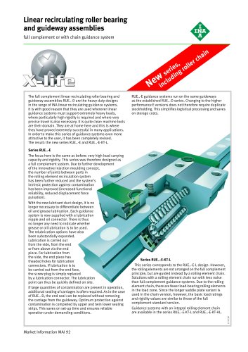 Linear recirculating roller bearing and guideway assemblies (MAI 92)