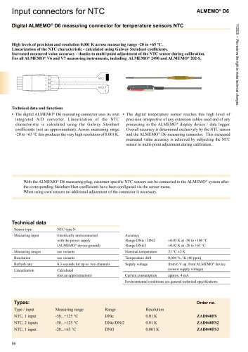 ALMEMO&reg; Connectors for NTC