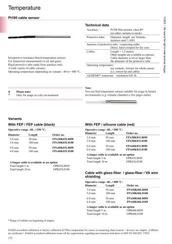 Pt100 cable sensor