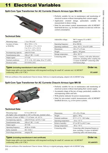 Split-Core Type Transformer for AC Currents