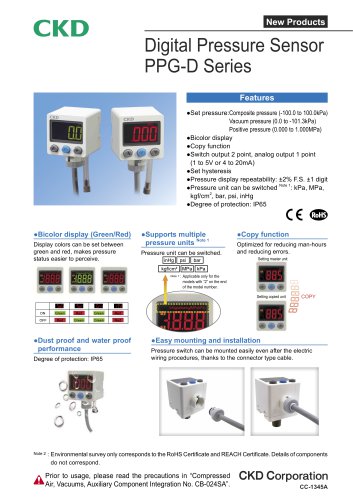 Digital Pressure Sensor PPG-D Series