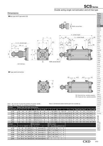 SCS Series Double acting single rod lubrication and oil-free type