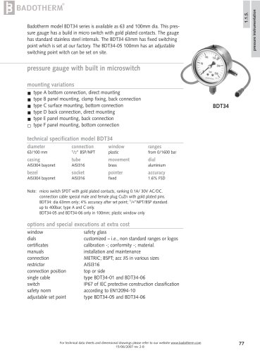 BDT34 - pressure gauge with built in microswitch