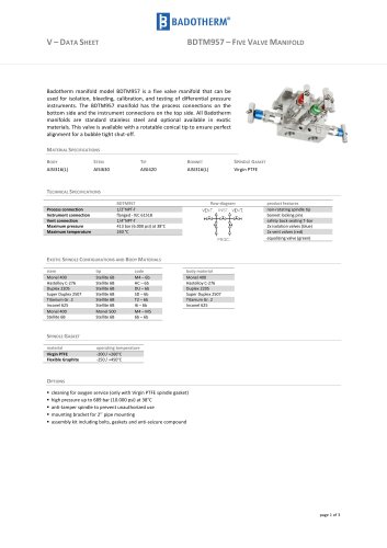 BDTM957 ? FIVE VALVE MANIFOLD