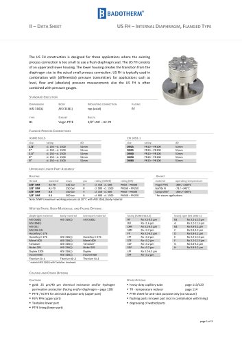 US-FH internal diaphragm flanged type