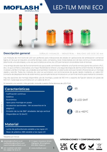 Ficha técnica - Baliza LED-TLM 30mm
