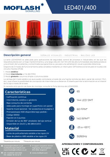 Ficha técnica - Baliza LED401-400