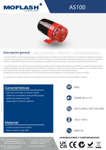 Ficha técnica - Sirena motorizada AS100