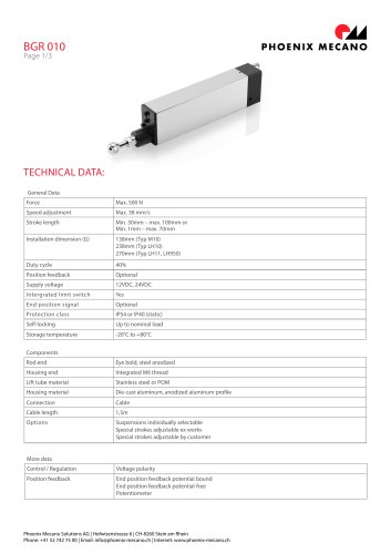 Hoja de datos BGR 010