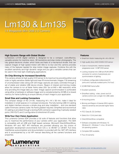 Lm130 & Lm135 Camera Datasheet