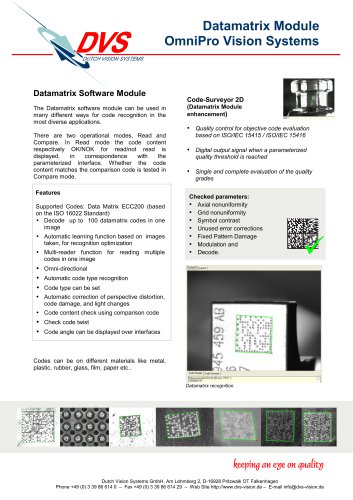 Datamatrix Module OmniPro Vision Systems