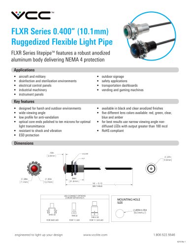 FLXR Series 0.400? (10.1mm) Ruggedized Flexible Light Pipe