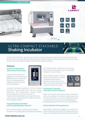 ZWYC-293 Ultra Compact Stackable Shaking Incubator