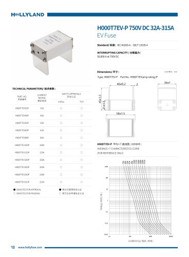 EV FUSE H000T7EV-P 750V DC 32A-315A