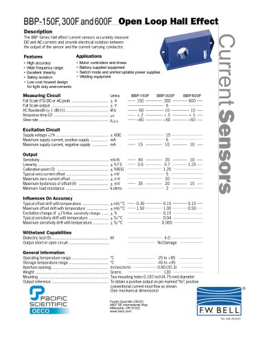 F.W. Bell Open Loop Current Sensors BBP-600F