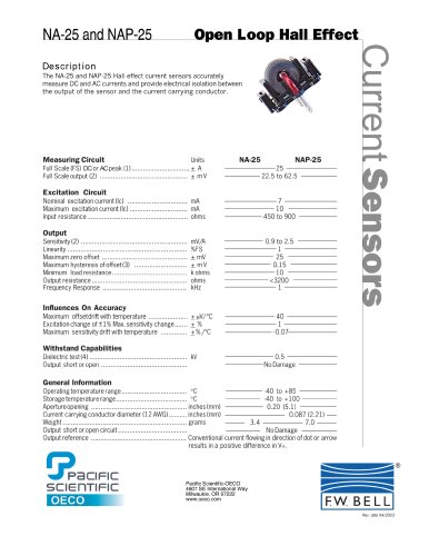 F.W. Bell Open Loop Current Sensors NA-25