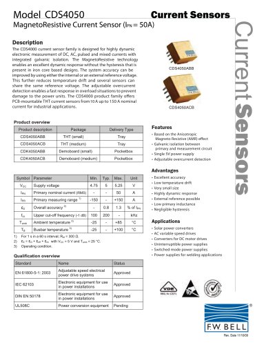 Magnetoresistive Current Sensors CDS4050