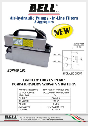 72/5000 SERIE BDP - Bomba electrohidráulica con pilas