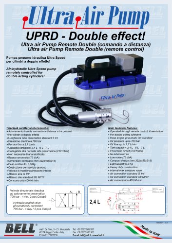 UP SERIES - Bomba hidroneumática de doble efecto con mando a distancia.