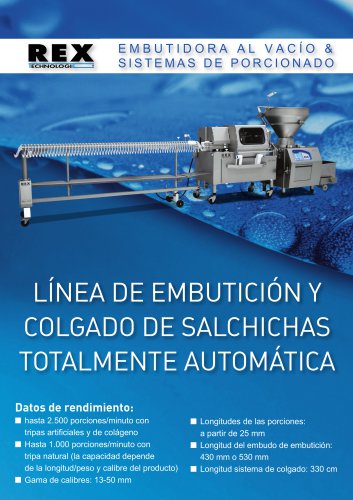 Línea de embutición y colgado de salchichas totalmente automática