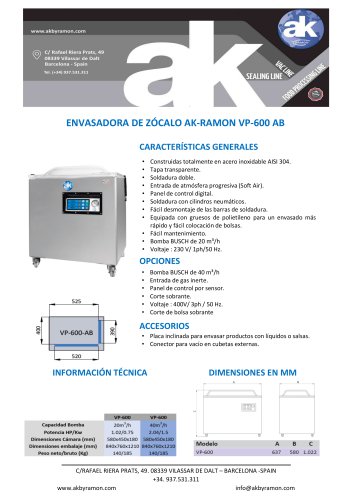 ENVASADORA DE ZÓCALO AK-RAMON VP-600 AB