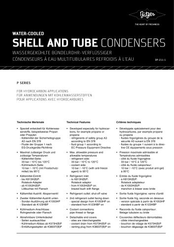 Water-cooled shell and tube condensers for hydocarbon applications