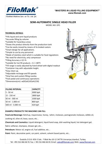 Semi-automatic Single Head Filler