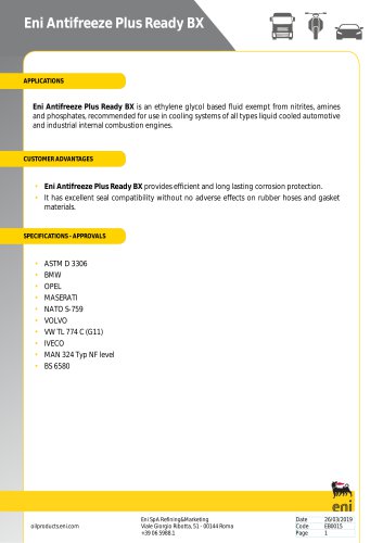 Eni Antifreeze Plus Ready BX