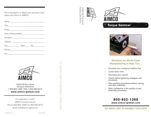 Torque Seminar Brochure