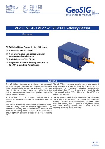 VE-1x Velocity Sensor