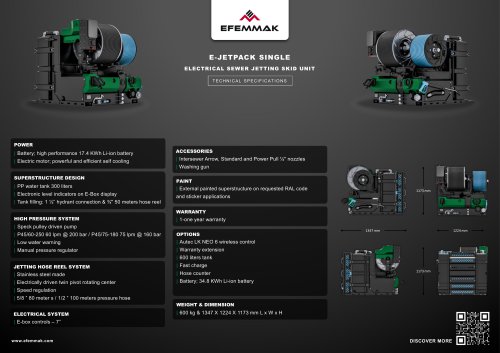 E-Jetpack Single electrical sewer jetting skid unit