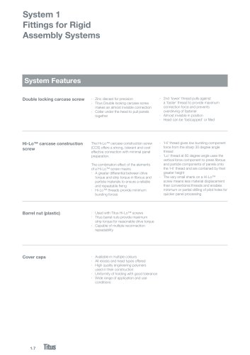 System 1 Fittings for Rigid Assembly Systems