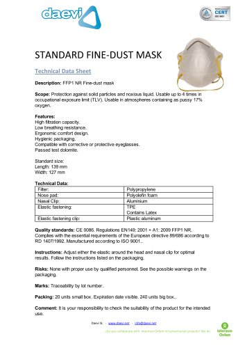 Standard Fine Dust Mask