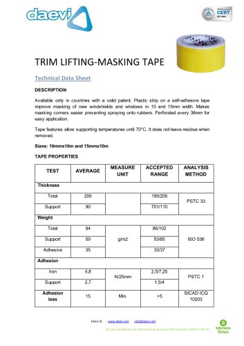 Trim-lifting Masking tape