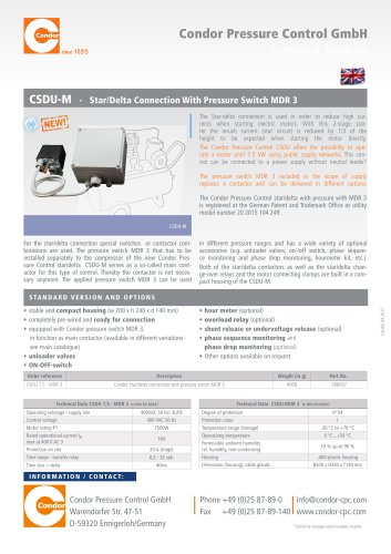 CSDU-M  Condor Star/Delta Connection With Pressure Switch