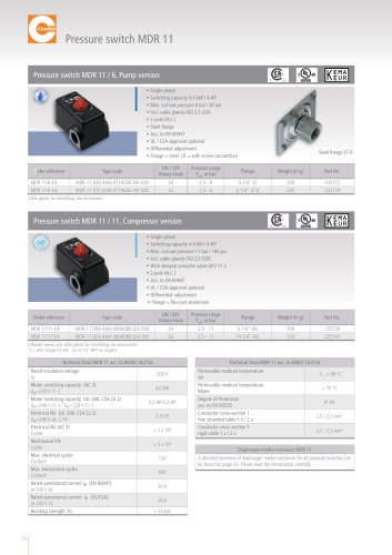 Pressure switch MDR 11