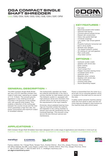 DGA COMPACT SINGLE SHAFT SHREDDER