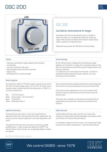 GSC 200 Gas Detector electrochemical for Oxygen