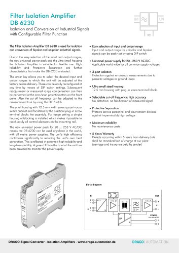 Filter Isolation Amplifier  DB 6230