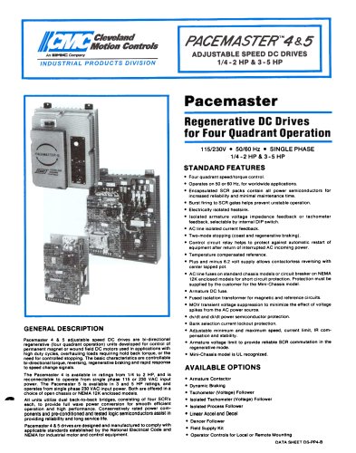 DC Drives PACEMASTER 4 & 5 Datasheet