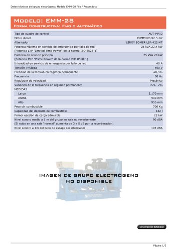 Modelo: EMM-28, Forma Constructiva: Fijo o Automático