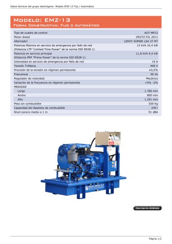 Modelo: EMZ-13, Forma Constructiva: Fijo o Automático