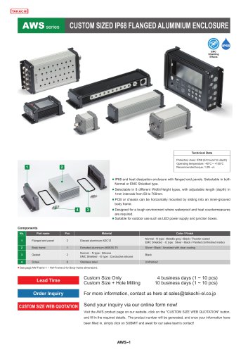 AWS series - CUSTOM SIZED IP68 FLANGED ALUMINIUM ENCLOSURE