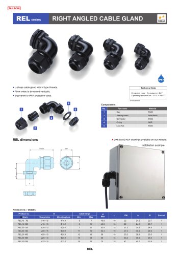 REL series - RIGHT ANGLED CABLE GLAND