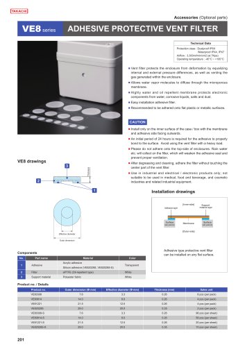 VE8 series - ADHESIVE PROTECTIVE VENT FILTER