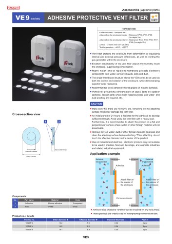 VE9 series - ADHESIVE PROTECTIVE VENT FILTER