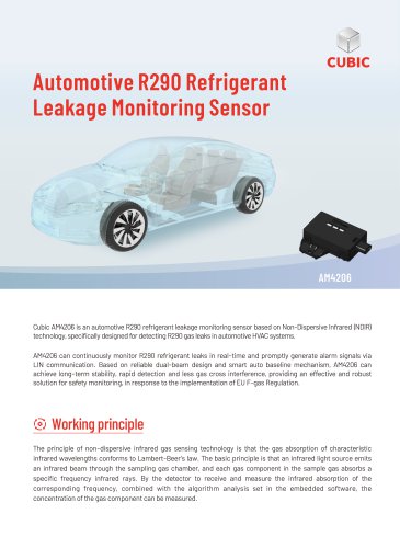 Cubic Automotive R290 Refrigerant Leakage Monitoring Sensor AM4206 Brochure